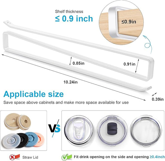 2pack Tumbler Lid Organizer for Corner Cabinets, Space-Saving Cup Holder, Water Bottle Accessories Storage,Kitchen Storages Organization Solution, No Adhesive or Drilling Needed up to 24 Lids (white)