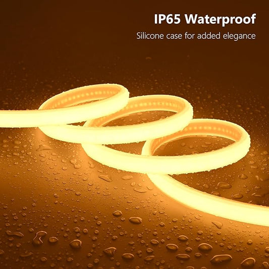 BENLUN AC 110V COB LED Strip Lights Outdoor Waterproof 65.6ft, 2700K Warm White Super Bright 200W CRI 90+ LED Rope Light, IP65 Flexible Cuttable, for Bedroom Garden Commercial House