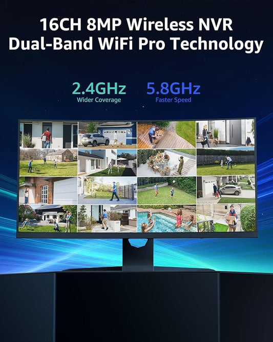 ANNKE 16CH 4K NVR with 4 x 3MP Outdoor Wireless Security Camera System, 1TB