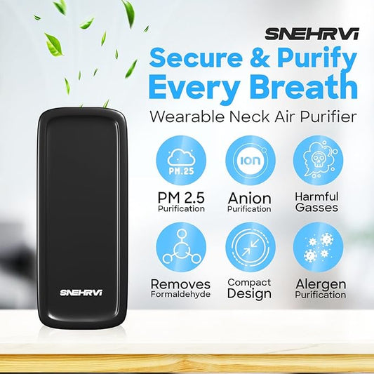 Portable Mini Air Purifier | Wearable Personal Air Cleaner with 50 Million Negative Ions | USB Rechargeable, 500mAh Battery, 120 Hours Backup | PM2.5, Smog & Odour Removal | Filterless