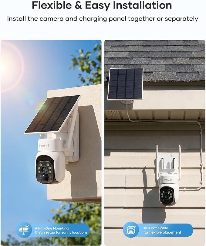 firstrend 2K QHD Solar Security Cameras Wireless Outdoor, No Monthly Fee