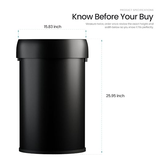 Home Zone Living 16 Gallon Commercial Trash Can with Removable Open Top Lid
