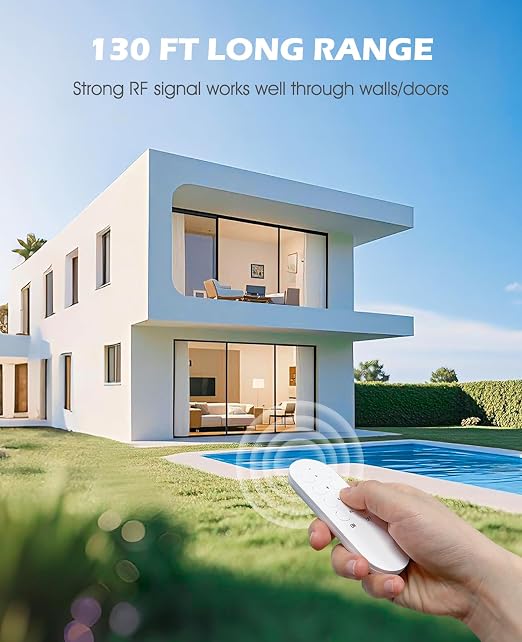 Mini Remote Control Outlet, 10A Wireless Light Switch Plug for Household Appliances, Up to 130 FT Long Range, FCC and ETL Listed