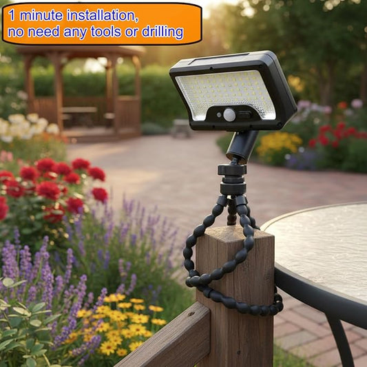 HULPPRE Solar Motion Sensor Lights Outdoor with Octopus Stand,Clip On, 92 LEDs,IP65 Waterproof, 360° Rotatable, 3 Modes Wall Lamp,for Front Door, Yard, Patio, Deck, Camping