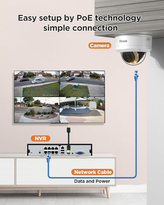 4K Home Security Camera System, 4pcs 8MP Wired IP Vandal IK10 Dome Cameras Outdoor, AI Person Vehicle Detection, Smart Color Night Vision, 2 Way Audio, 4K 8CH NVR with 2TB HDD, PD54Y0408-8M