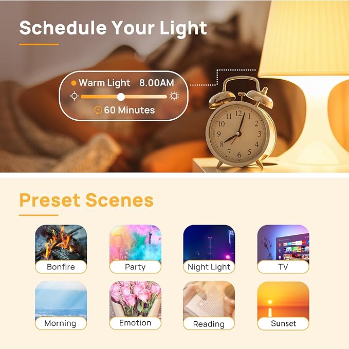 Linkind BR30 Smart Light Bulbs 4 Pack A19 Smart Light Bulbs 4 Pack RGBTW Color Changing Light Bulbs, Compatible with Alexa & Google Home
