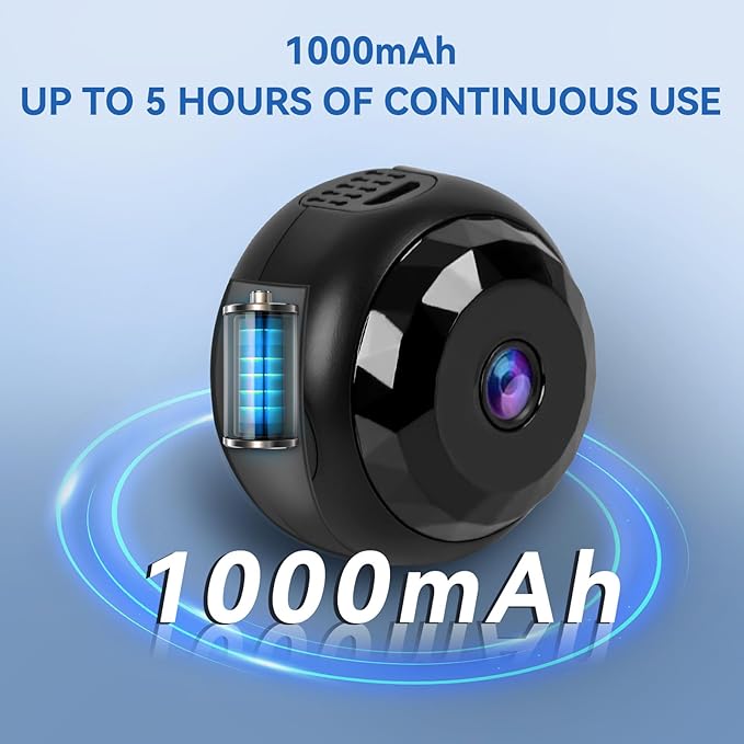 MCJ 4K Mini WiFi Camera - Indoor Security Camera with Video Live Feed, Motion Detection Night Vision, No SD Card Included, Baby/Pet Monitor, 1000mAh Battery (A10) (A10)