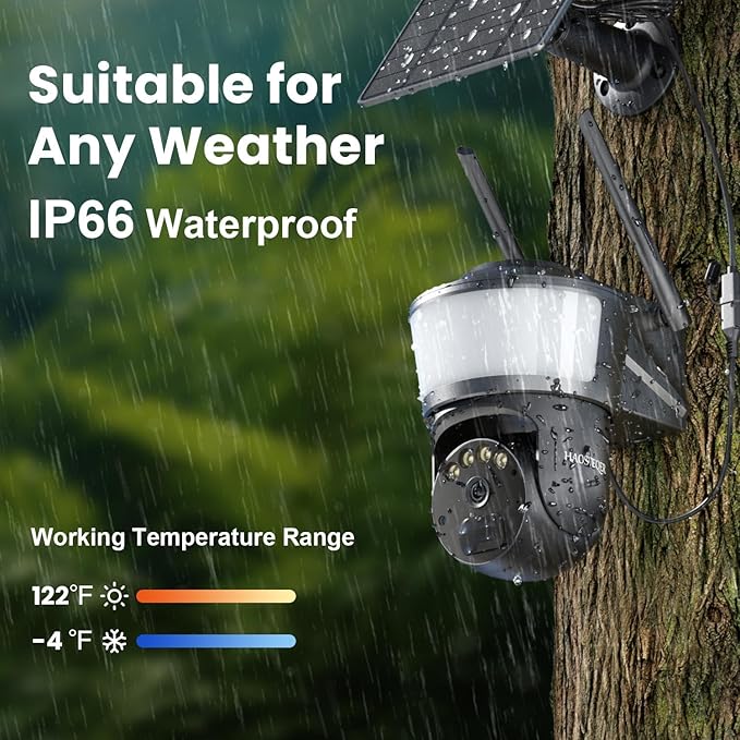 4G LTE Cellular Solar Security Camera Wireless Outdoor, No WiFi Security Camera with Powerful Spotlight, Free Cloud Storage(Need Apply), 2K Cameras for Home Security, PTZ 360° View for Farm Ranch RV