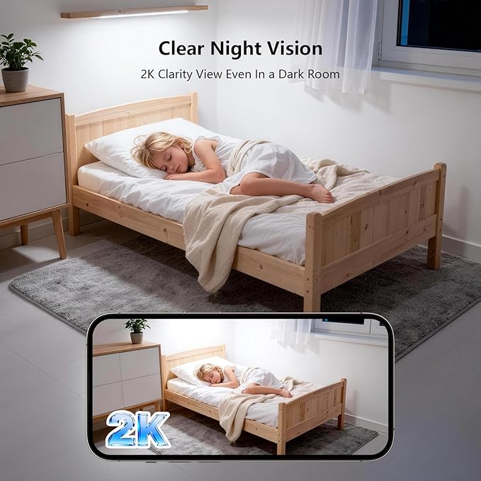 2.4G Pan/Tilt Security Camera, 2K WiFi Indoor Camera for Home/Baby/Pet, Color Night Vison, Human Motion Detection, 24/7 Recording, 2-Way Audio