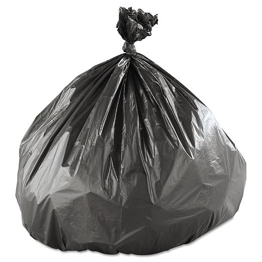Inteplast Group high-Density interleaved Commercial can Liners, 45 gal, 16 microns, 40" x 48", Black, 25 Bags/roll, 10 Rolls/Carton