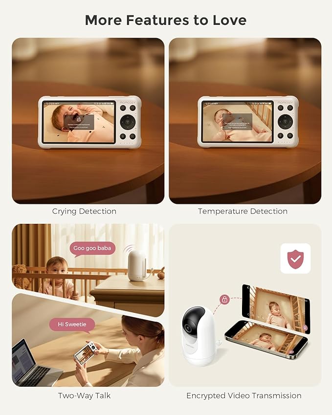 Momcozy Smart WiFi Baby Monitor with Camera and Audio, 5" 1080P Screen with Wall Mount, Motion & Cry Detection, Safe Fence,Clear Night Vision, 5000mAh Battery, 2-Way Talk, Photo & Video Recording,BM04