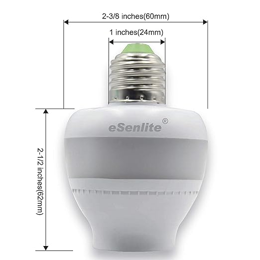 Smart Radar Motion Sensor Light Socket Adapter – E26/E27 Screw-in Add-On, Dusk-to-Dawn, Invisible Radar Through Glass-Wall, Works with LED CFL Incandescent Bulbs (1-Pack)