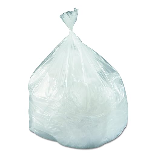 Inteplast Group IBS VALH2433N8 HDPE Can Liner, 12-16 Gallon, 24" x 31", 0.27 Mil, Star Seal, Natural, 1000 Pack (20 Rolls of 50 Bags)
