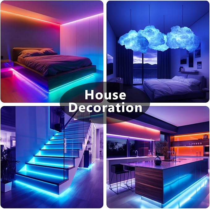 DAYBETTER LED Strip Lights 110ft, Smart Lighting Strips with App Remote Control, RGB Music Sync Color Changing Lights for Bedroom Kitchen Party Home Decor(1 Roll) (Pack of 2)