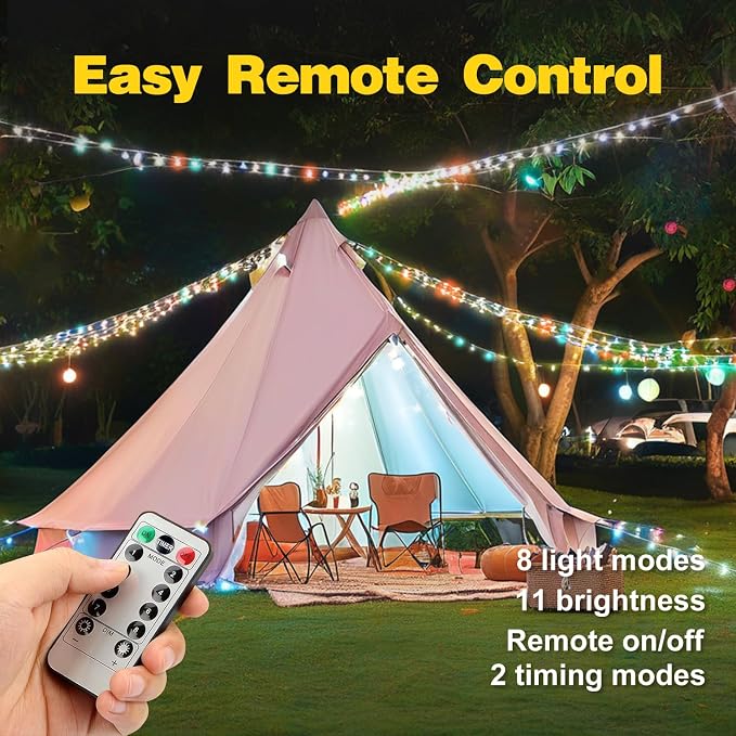 XZAI Globe Fairy String Lights, 33Ft 100LED Battery Operated with Remote, IP67 Waterproof Indoor Outdoor Hanging Crystal Beads for Home Party Patio Garden, Multicolor
