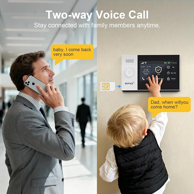 Alarm System for Home Security 24Pcs WiFi+GSM/4G Home Alarm System | NO Monthly Fee,120dB Loud Alarm with Instant App Alerts,Work with Alexa or Google,SOS Button,No Pairing Required