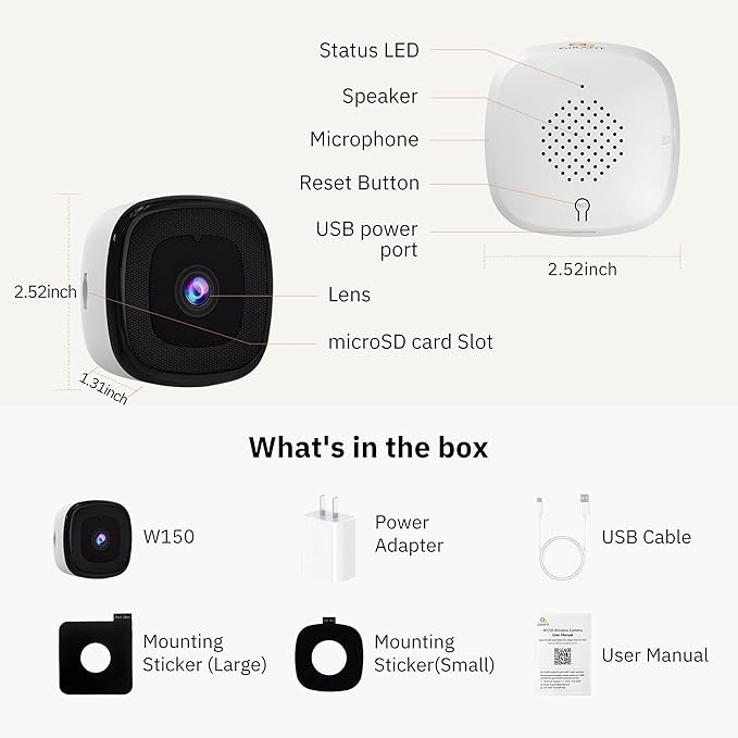 Girafit 5MP 3K Window Camera, 2.4GHz & 5GHz WiFi Indoor Security Camera for Home, ChroMax AI Color Night Vision, Person & Motion Detection, 24/7 Recording, Easy & Quick Install