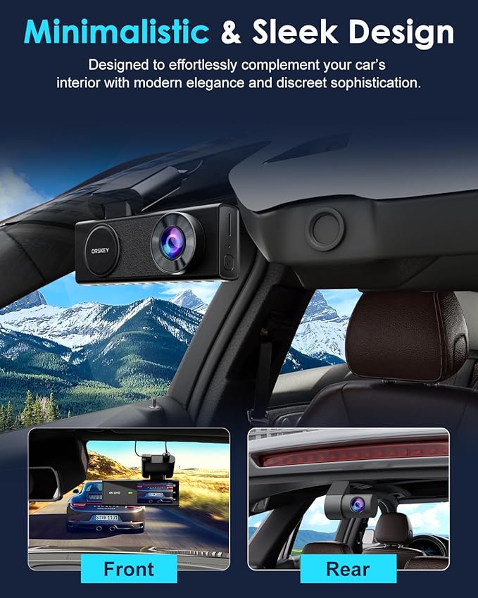 ORSKEY 4K Dash Cam Front and Rear, STARVIS 2 Sensor, 64GB SD Card Included,4K 2160P/FHD Car Dash Cam,Dash Camera for Cars with 5GHz Wi-Fi GPS, 2.45" IPS, WDR Night Vision, 24H Parking Mode