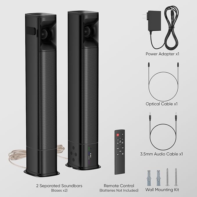 Sound Bar for Smart TV, 80W 2.0 Channel Surround Sound System