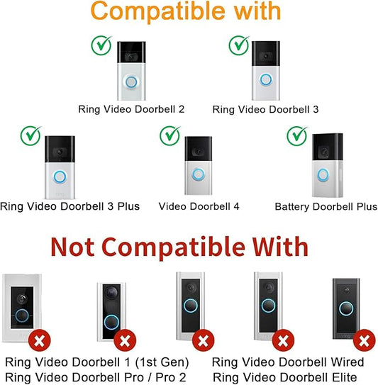 4W Solar Panel with Battery Pack for Ring Video Doorbell 2/3/3 Plus/4, IP65 Waterproof, 360° Adjustable Mount, 16.4ft Cable
