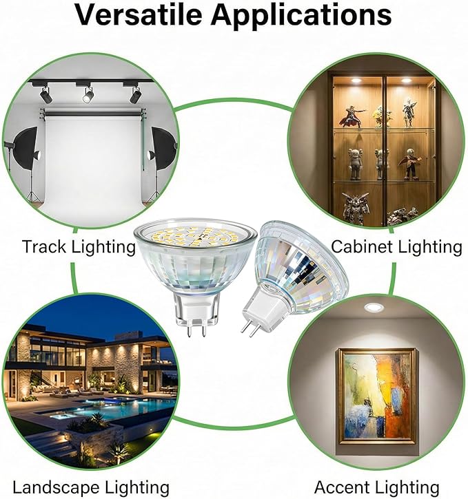 MR16 LED Bulbs 5W, 12V Low Voltage GU5.3 LED Spotlight Bulb, Non-dimmable, 450Lm, 120° Flood Beam Angle, for Landscape, Recessed, Track Lighting, Pack of 6 (4000K)