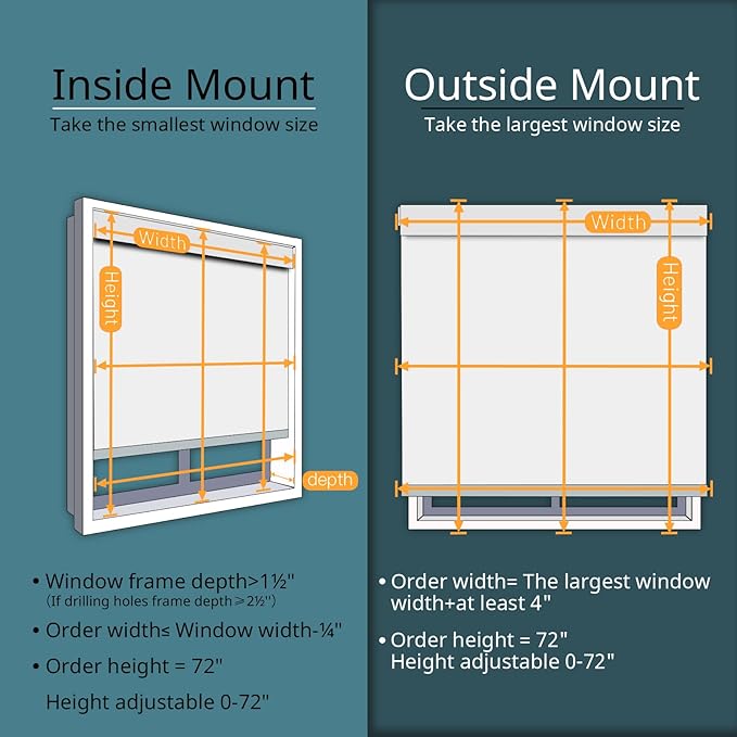 Motorized Blinds No Drill Automatic Roller Shades Cordless Smart Remote Windows Blinds (Customize Size)