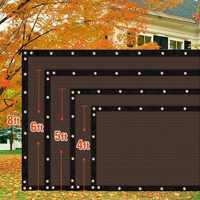iCover 4x50ft Privacy Screen Fence, Outdoor Fencing Panels, Garden Windscreen Mesh Shade Sail Net Barrier, Include Reinforced Bindings and Brass Grommets Cable Zip Ties, Brown