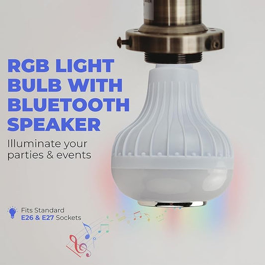 SKYLAR LED Color Changing Light Bulb with Bluetooth Speaker, E26 A23 RGB Bulb, 4 Light Modes, Remote Control, Color Changing Party Light for Bedroom, Home Decor & Holidays