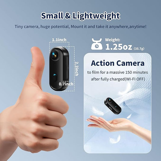 4K Mini Body Camera, Wearable Action Body Cam, Sports Action Camera,Thumb Size Hands-Free Recording Body Worn Camera, Premium Portable Camcorder Mount Anywhere for Work, Travel,Fishing(Black-128G)