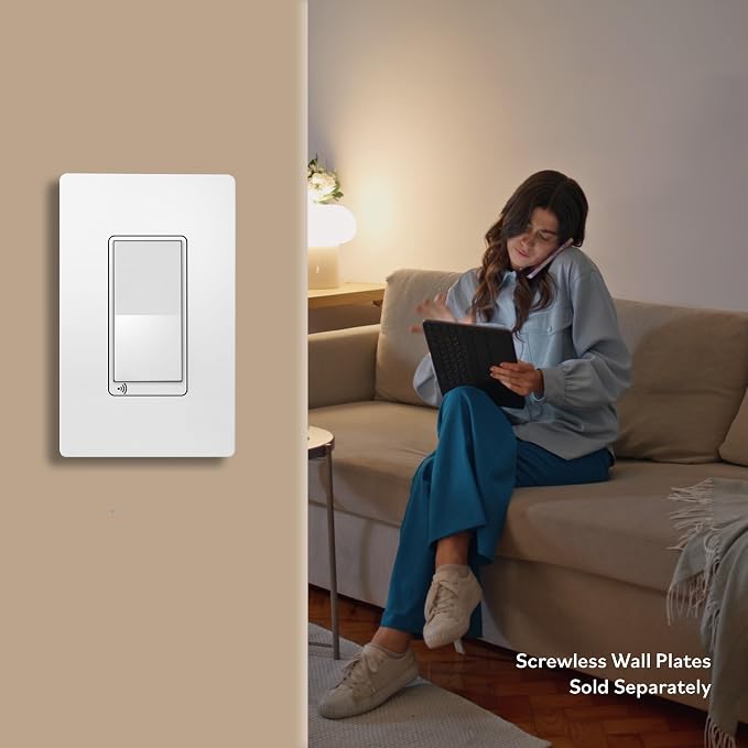 TOPGREENER Smart Wi-Fi Switch, Control Lighting from Anywhere, in-Wall, Single Pole or 3-Way, No Hub Required, Works with Amazon Alexa and Google Assistant, TGWF15S, White