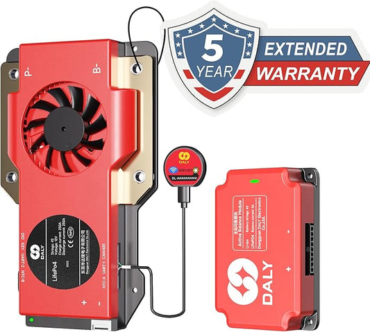 DALY BMS 12V 4S 250A Balance - Smart WiFi Bluetooth BMS with 5A Active Cell Balancing Supports RS485 CAN for 12V LiFePO4 Battery Pack RV Campers Boating Overlanding Home Energy