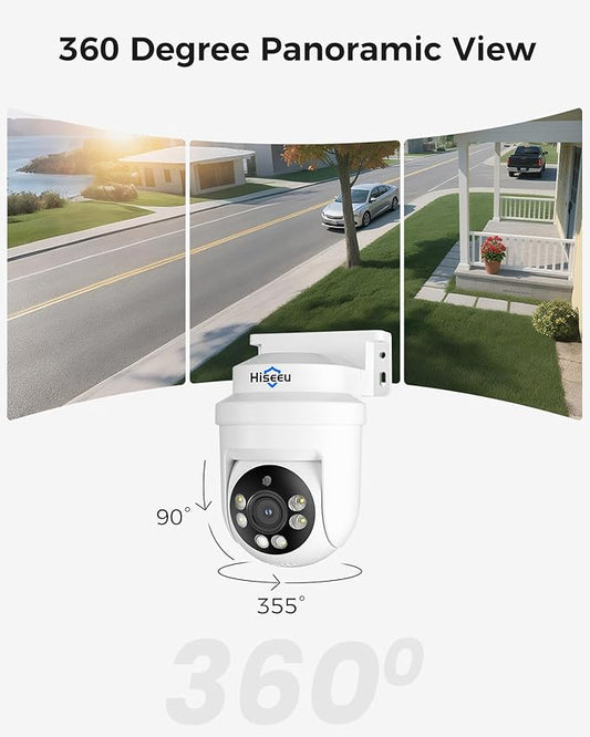 Hiseeu PTZ 5MP Dome HD-TVI Home Security Cameras with 355° pan,90° tilt,100ft IR Night Vision,IP67 Weatherproof Wired Security Camera for 360°Coverage Indoor Outdoor Surveillance Cameras 2PCS