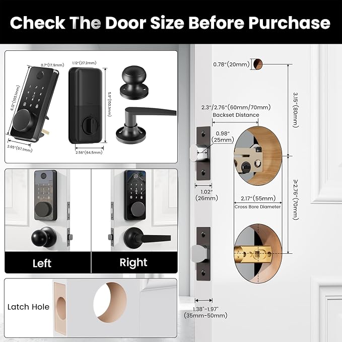 Keyless Entry Deadbolt Door Lock with Knobs, Biquole Smart Door Knob Lock