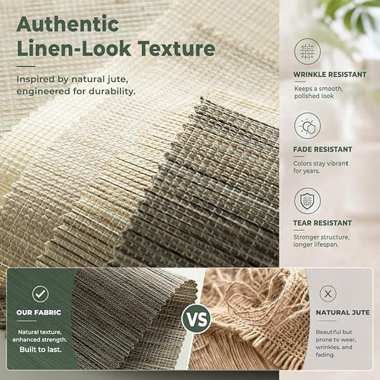 ZSHINE Motorized Linen-Look Roller Shades for Windows, Rechargeable Smart Light Filtering Blinds Compatible with Alexa (82189D)