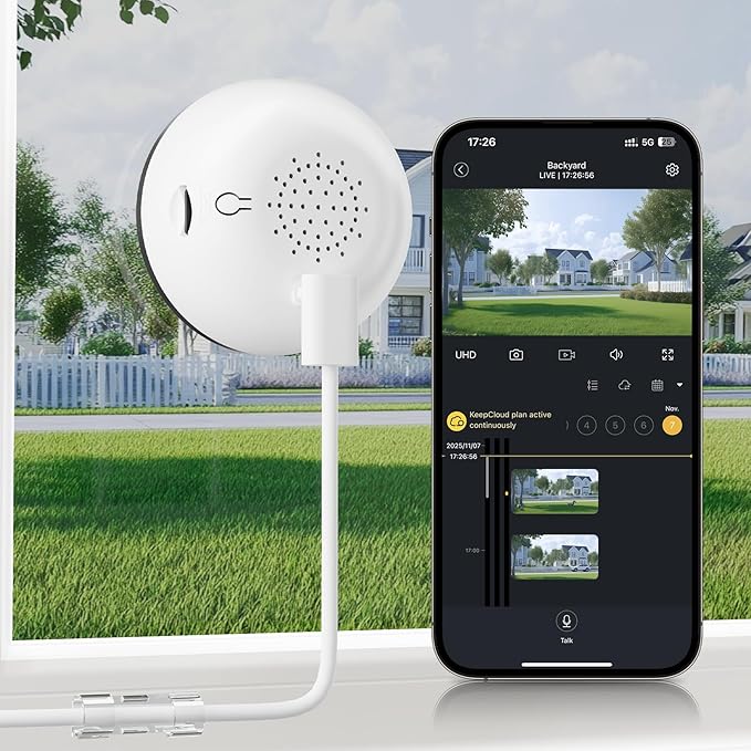 BoyKeep 4MP Indoor Window Security Camera with 2.4G/5G WiFi, Full-Color Night Vision, AI Detection, 24/7 Recording, App Control, Alexa Compatible