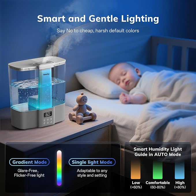 AEOCKY Geek-Level Ultrasonic Humidifier, 4L Top-Fill Cool Mist Diffuser
