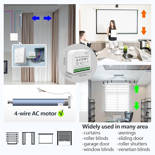 DieseRC WiFi Smart Roller Shutter Controller Module, Tuya APP WiFi Control Compatible with Alexa/Google Home APP Control and Manual Switch, Electric Motor Switch