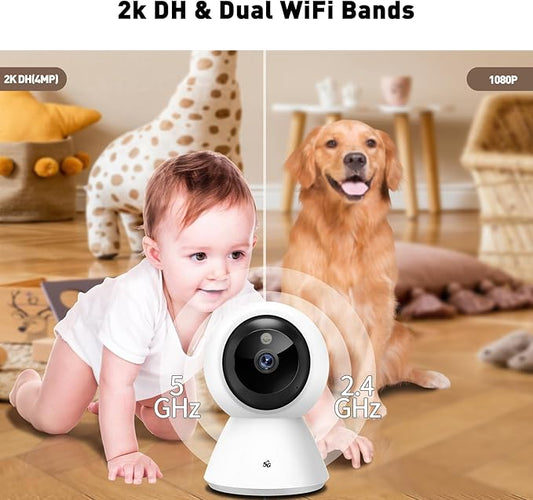 BJR Indoor Security Camera 2K HD, 360° Pan/Tilt Pet Camera with Dual-Band WiFi (5G & 2.4G), Motion Tracking, Color Night Vision, 2-Way Talk, Free 64GB SD Card Included for Home/Baby Monitor