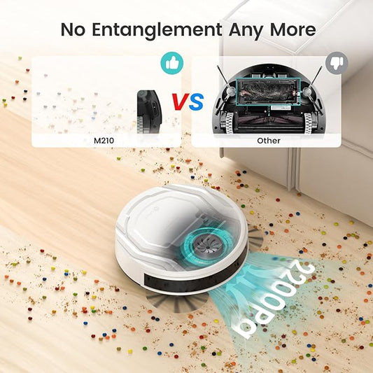 Lefant M210 Pro Robot Vacuum with 2200 Pa Powerful Suction, 6 Cleaning Modes, 120 Mins Runtime, Quiet, Self-Charging, Voice Control, Ideal for Pet Hair and Hard Floor, White