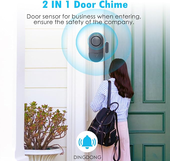 120DB High Decibel Door Window Alarms for Home Security, Toddler Child Safety Entry Open Alert Door Chime, Anti Intrusion Sensor for Household Store Apartment Garage, 10 Pack Gray