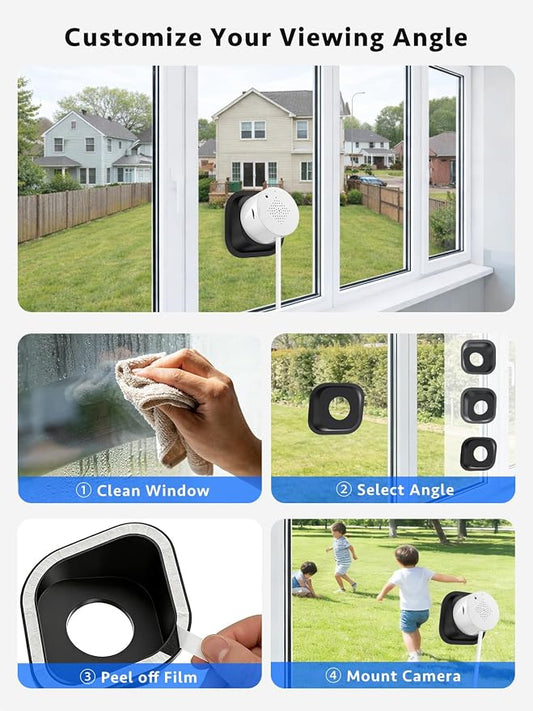 Septekon 5G Window Security Camera 2 Pack, No Drill 18°Tilt Mount