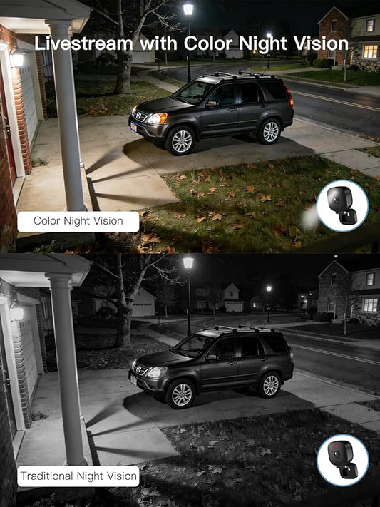 VIMTAG 2.5K Security Camera Indoor/Outdoor, Cameras for Home Security with Color Night Vision, AI Human Detection, Spotlight/Siren, Pet/Baby Monitor, IP66, 2-Way Audio,Works with Alexa, Wired, 4 Pcs
