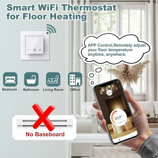 HEATIT WiFi Programmable Thermostat for Electric Floor Heating, Touchscreen