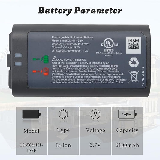 2-Pack Digital Battery Replacement for myQ Smart Garage Video Keypad Alarm System, Rechargeable Battery Compatible with MYQ 18650MH1-1S2P with Micro-USB Charging Cable, 3.7V 6100mah/22.57Wh