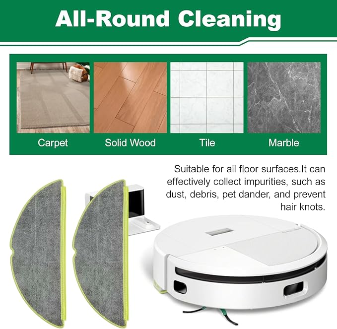 Eagles Washable Mop Pads Replacement Parts Compatible with iRobot Roomba 205 DustCompactor Combo Robot Vacuum Cleaner, 6-Pack