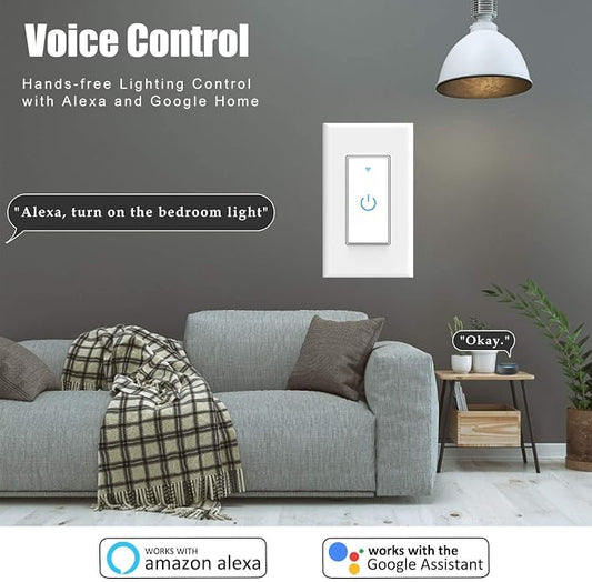 Double Smart Home Light Switch WiFi Wall Switch Compatible with Alexa Google Assistant