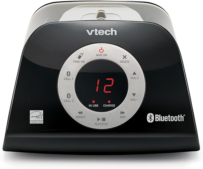 VTech VS122 DECT 6.0 Retro Design Cordless Phone with Answering System, Smart Call Blocker and Bluetooth Connect to Cell Full-Duplex Speakerphone Landline Phone for Home Office