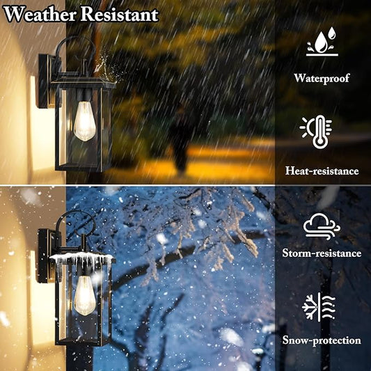 BesLowe 2-Pack Outdoor Wall Light Fixtures, 15" Exterior Lighting Fixtures Wall Mount, Waterproof Porch Lights Outdoor Wall Sconces Lanterns, Modern Outside Lights for House Front Door Garage, Bronze