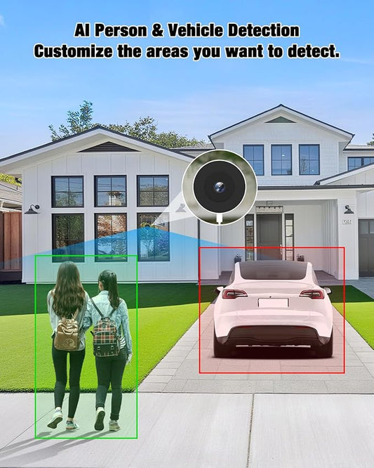 2K Window Camera for Home Security with Full Color Night Vision, 2.4GHz WiFi Indoor Security Cameras, Human & Motion Detection, 24/7 Monitoring, 2-Way Talk, Easy Install