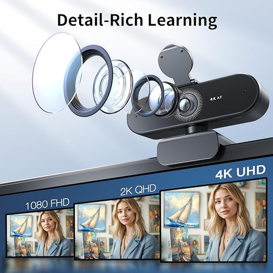 EMEET NOVA 4K Webcam for PC - Ultra 4K HD, PDAF Autofocus, Dual Omnidirectional Mics, 73° FOV, Auto Light Correction, USB-A, Privacy Cover, Ideal for High-End Business Meetings&Live Streaming
